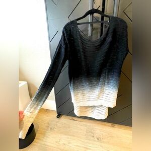 Oversized, navy ombre tunic sweater, backless